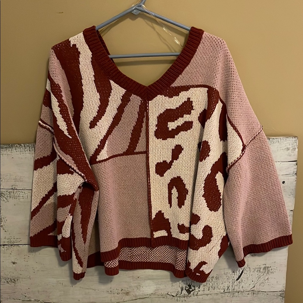 Stylish Red and Pink Women's Sweater
